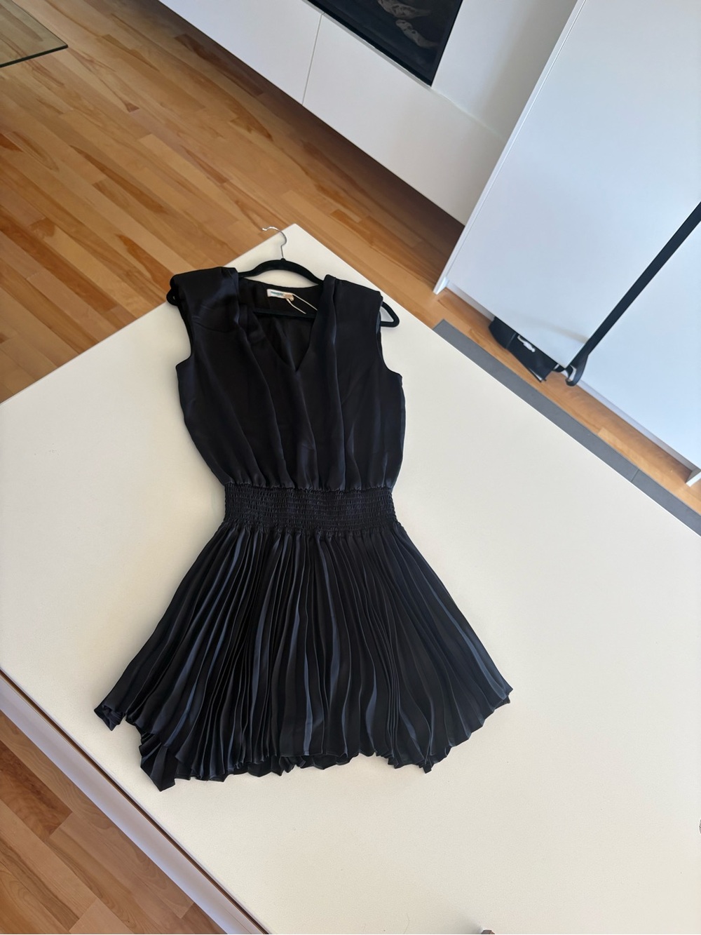 Ramy Brook Women’s Black Pleated Waist-Detail Dress